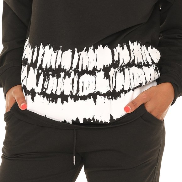 Black & White Abstract Crewneck Sweatshirt & Pocket Joggers - Picture 5 of 5